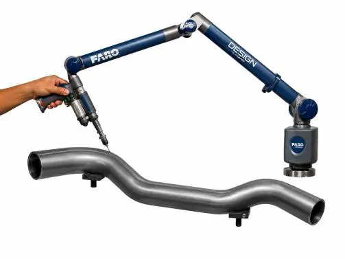 Portable arm scanning a bent tube