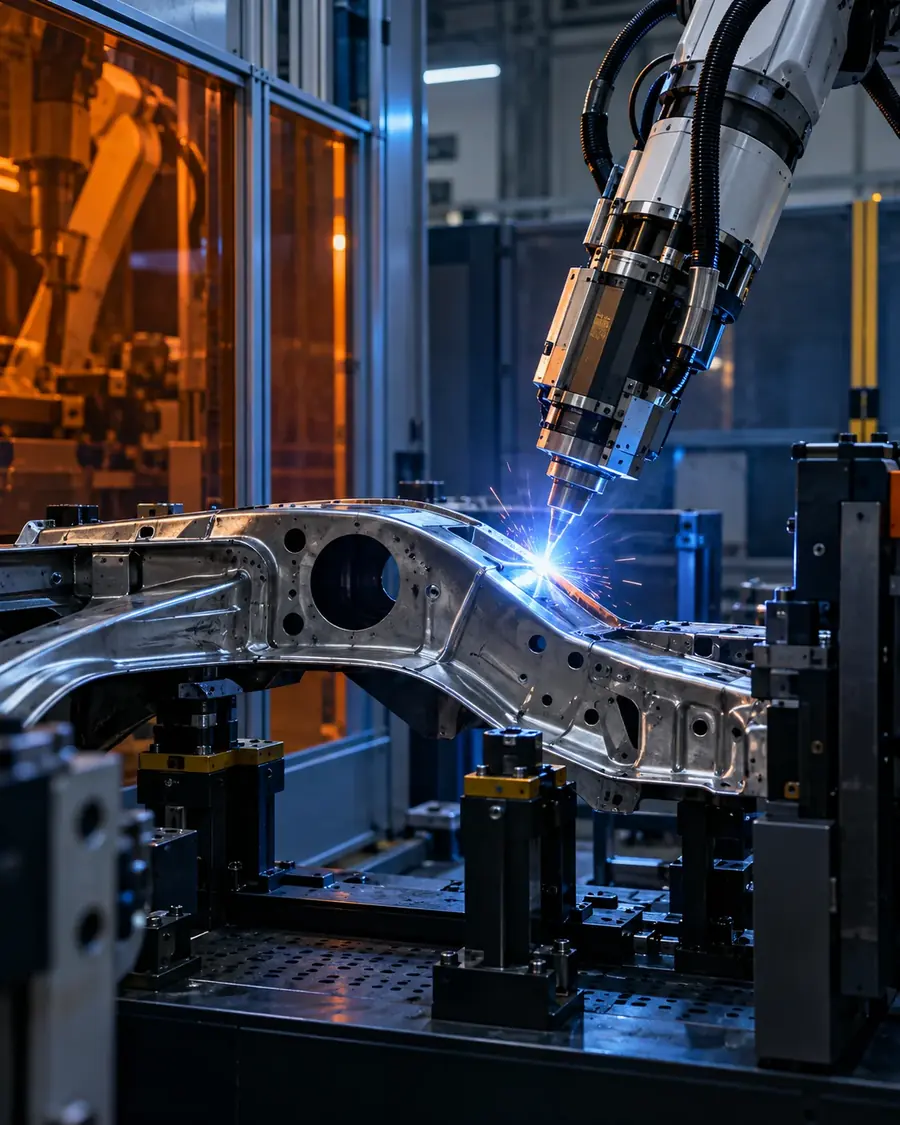 Robotic laser welding of a chassis component