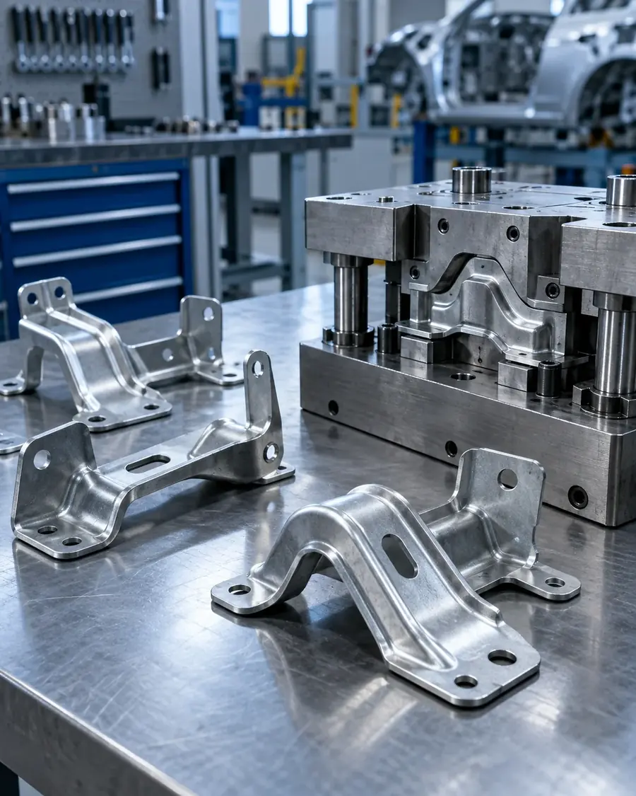 Prototype stampings next to prototype tooling